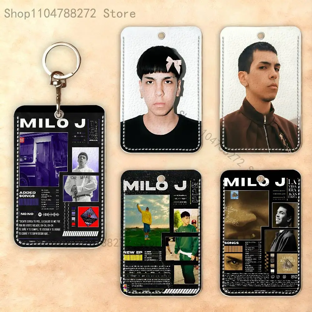 M-Milo J Rectangle Card Case Keychain Access Card Bag Key Tag Ring Leather Card Holder Key Ring Access