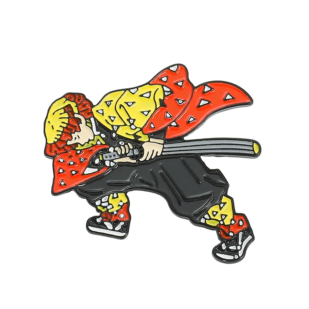 Anime Demon Slayer Agatsuma Zenitsu Brooch Badge Anime Cartoon Pins DIY Decoration Backpack Clothes Gifts for Friend Jewelry