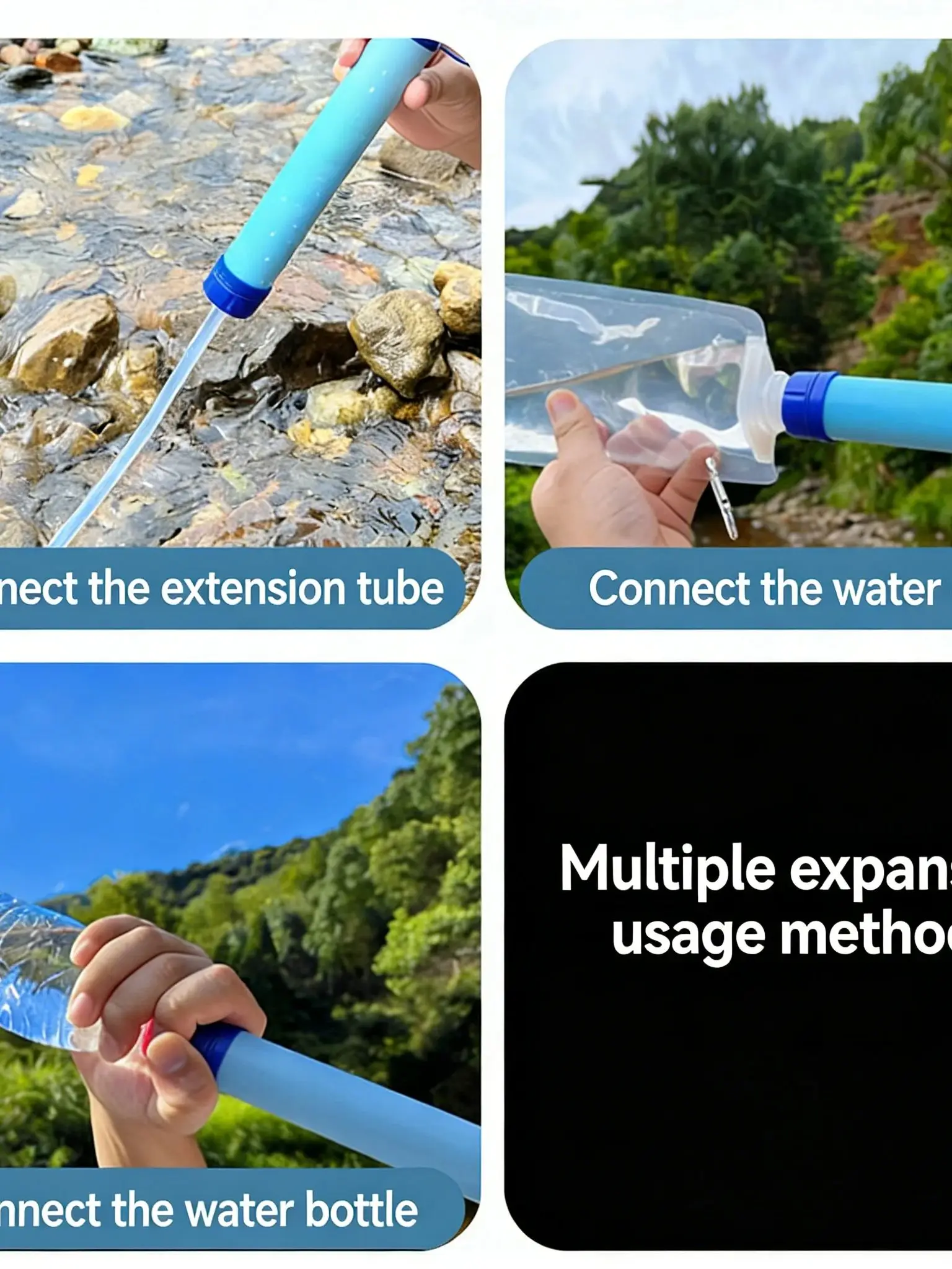 Outdoor waterzuiveraar – Survival waterfilter, compacte draagbare zuiveraar voor kamperen, wandelen en voorbereiding op noodgevallen - afbeelding 2