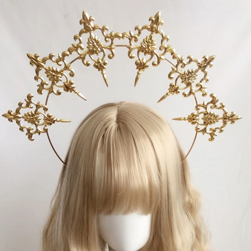 Y1UB Gothic Headband เทพธิดา Headpiece สำหรับภาพงานแต่งงาน Catwalks