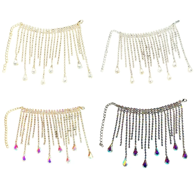

U2JC Jewels Tassels Rhinestones Wine Bottle Veil for Bottle Embellishment Application