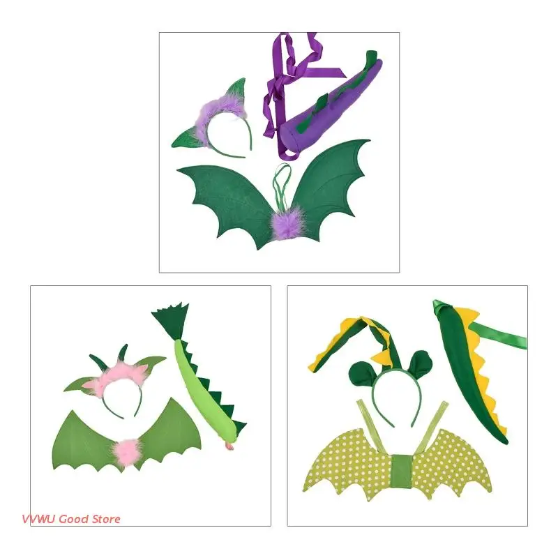 

Costume Accessories Set Ears Headband Tail Accessories for Dinosaur Costume for Toddlers Kids