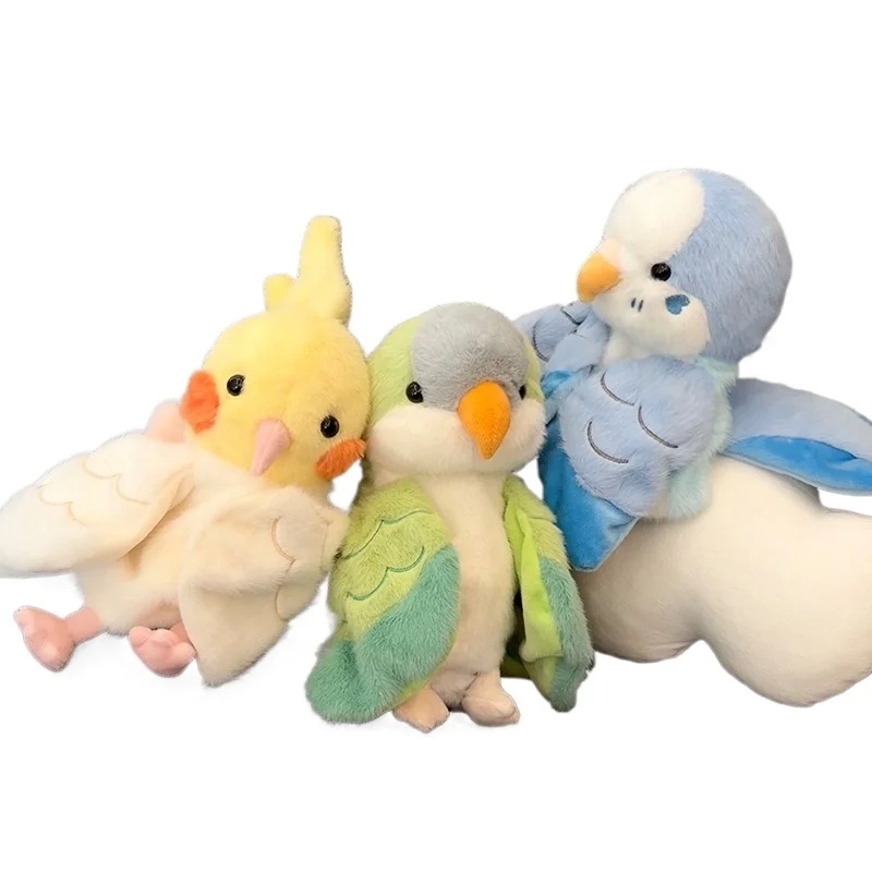 Cute Fluffy Bird Funny Hand Puppet Parrot Plush Doll Soft Role-playing Finger Toy Parent-child Interaction Stuffed Birthday Gift