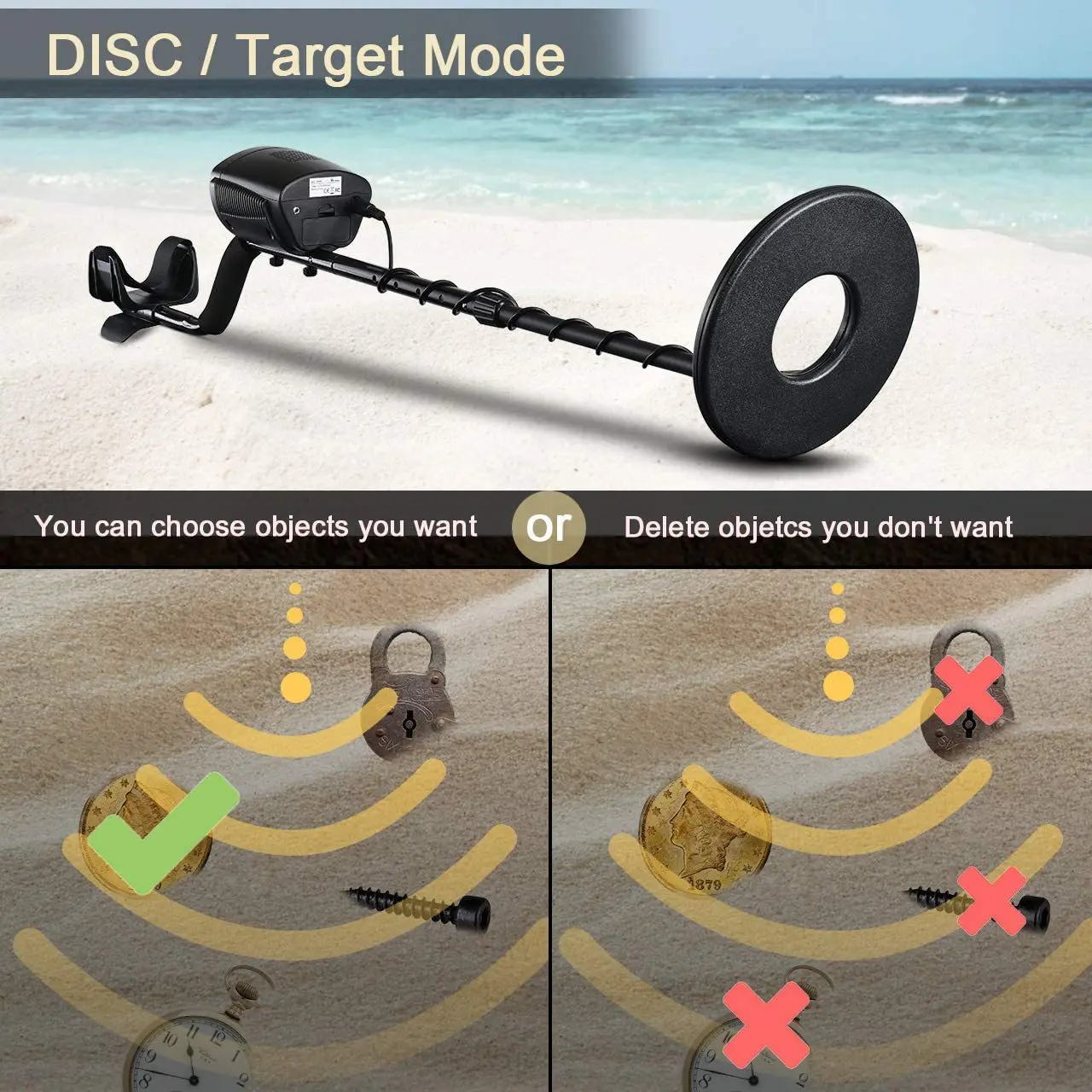 GC-1058 Metal Detector Waterproof Probe Large LCD Display Gold Silver Copper Iron Underground Treasure Hunters