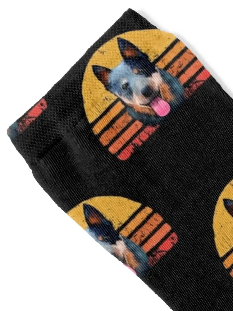 Australian Cattle Dog Vintage, Retro Sunset, Mom, Dad, Owner Socks funny sock cotton Socks Woman Men's