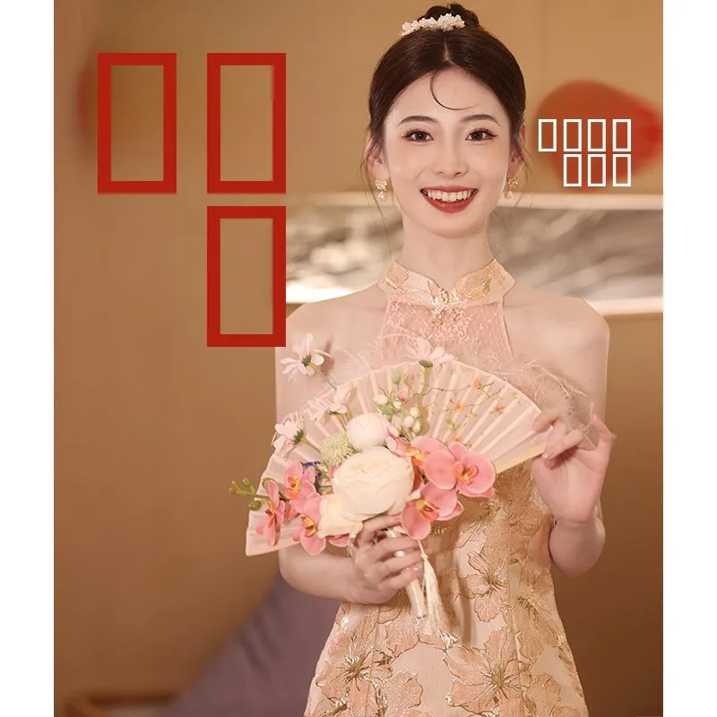 

Новое роскошное китайское свадебное платье-ципао Ele Pink для помолвки, длинное вечернее платье, изготовленное на заказ