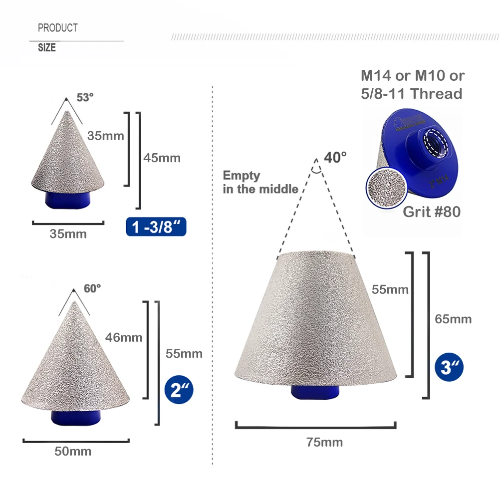 SHDIATOOL 1pc Dia20/35/50/75mm Diamond Chamfer Bits Enlarge Shaping Grinding Hole Saw Tile Marble Ceramic Grinder Milling Crowns