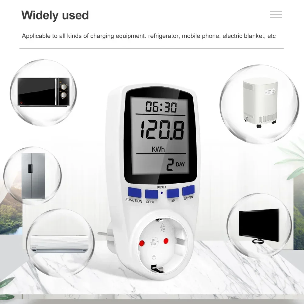 Naughty Bird Digital Wattmeter AC 220V 110V Power Meter Electricy Consumption Energy Meter EU Plug Power KW Electricity Meter