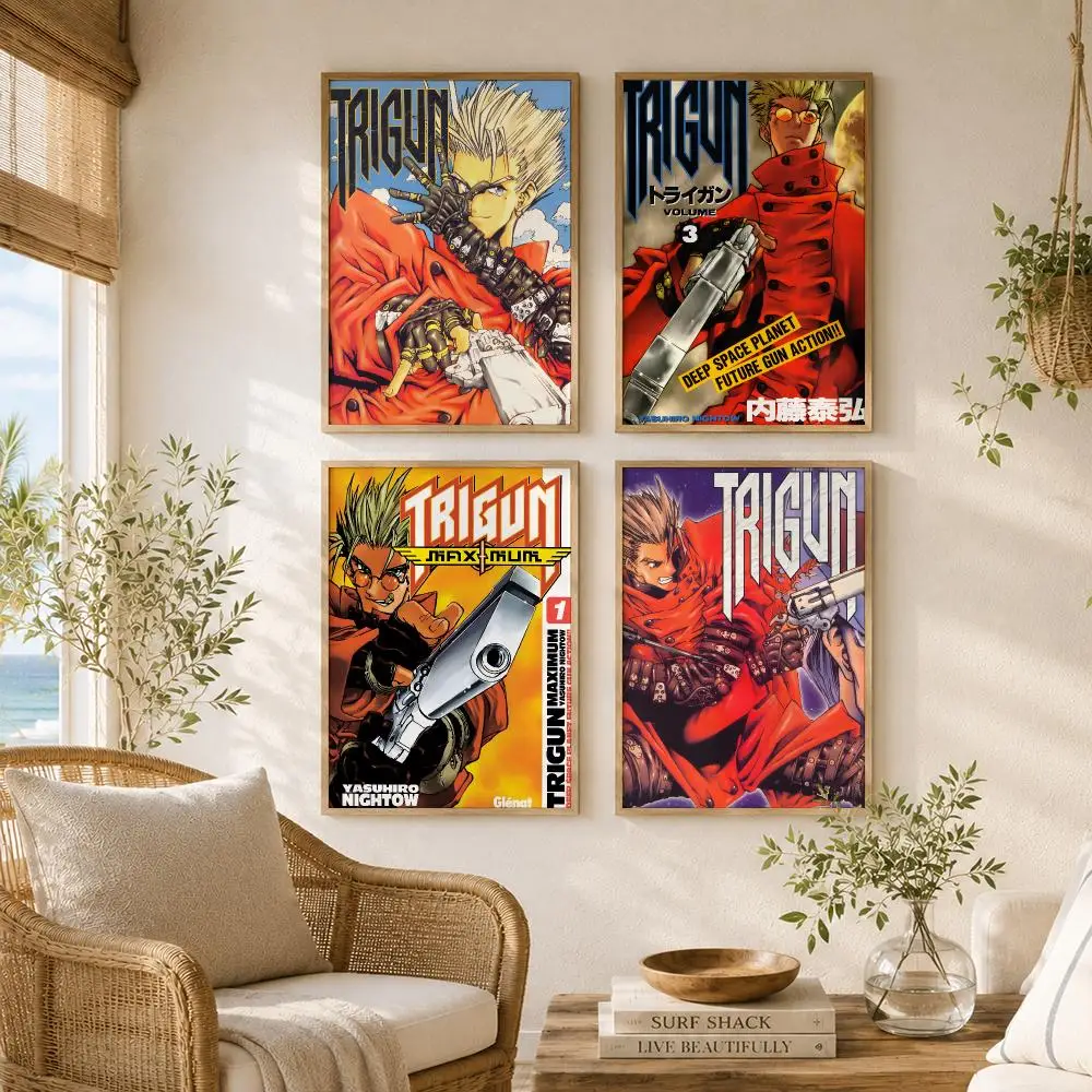 Japanese Anime T-Trigun Painting Calligraphy High-Quality Canvas Wall Mural Crease-Free For Living Room Bedroom Interiors