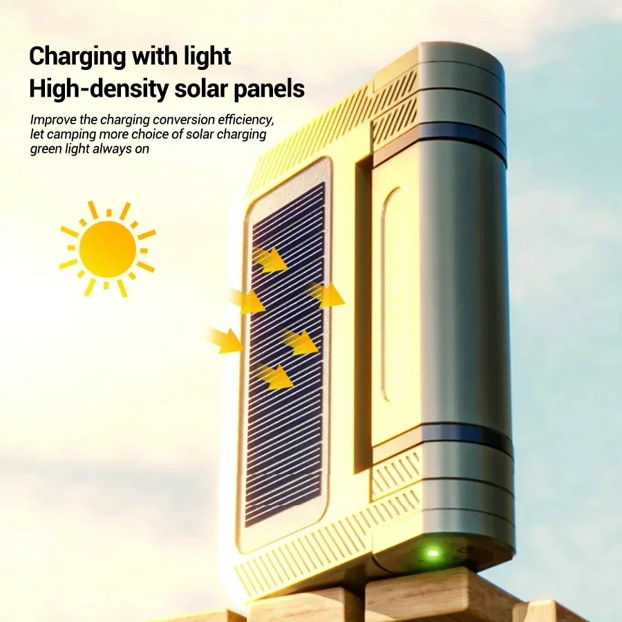 5000mAh Solar Camping Light Rechargeable Tent Lantern with 3 Modes, Emergency Power Bank & Hook for Outdoor/Hiking (waterproof)