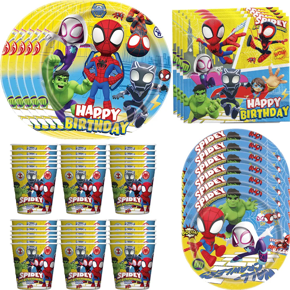 

Birthday Decorations Cartoon Spider Man Super Hero Disposable Tableware Paper Plates Cup Kid Favor Balloon set Baby Shower Party