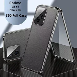 Magnetic Glass Case For Realme GT6 GT 6T Neo 6 Neo6 SE 360° Full Tempered Glass Leather Cover For Realme GTNeo6 Protect Bumper