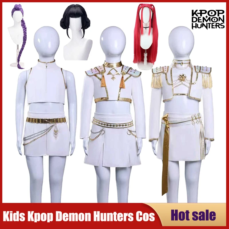 

Anime Kpop Demon Hunters Kids Cosplay Costume Mira Rumi Zoey White Singing Suit Carnival Party Child Girls Idol Roleplay Outfit