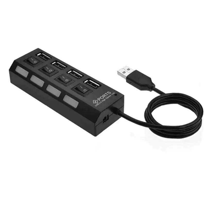 

Portable USB Hub 4 Ports Mini High Speed USB Hub 480 Mbps On/Off Switch Hub USB Splitter Adapter For PC Laptop