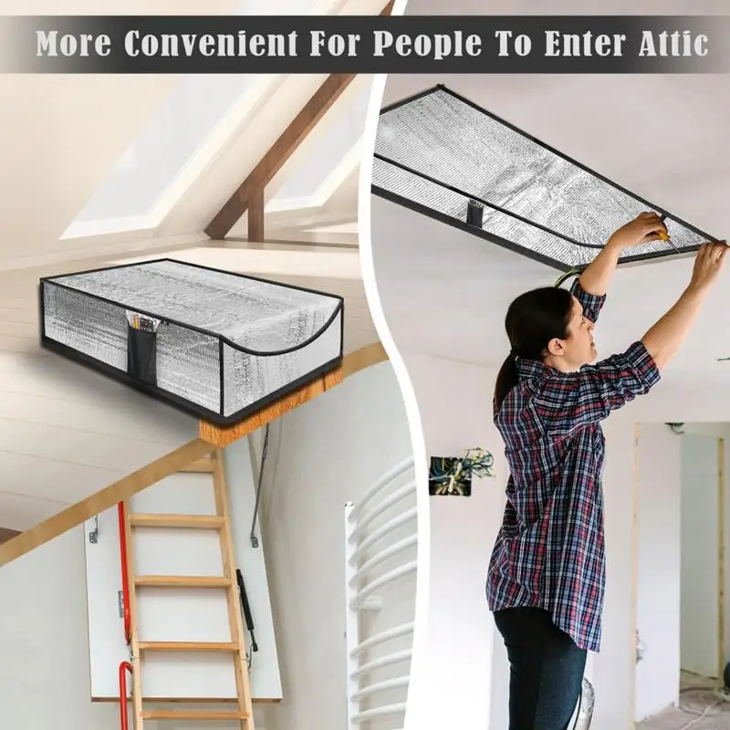 Attic Stairs Insulation Cover Aluminum Zipper Insulated Cover Fireproof Attic Door Cover Attic Opening Cover For Summer Winter