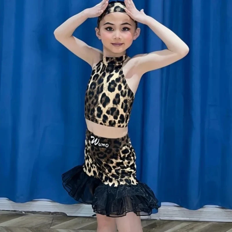 

★Halloween Cosplay Costume ballroom latin leopard print top skirt dress girl american dance rumba ch♥ All corners of the country