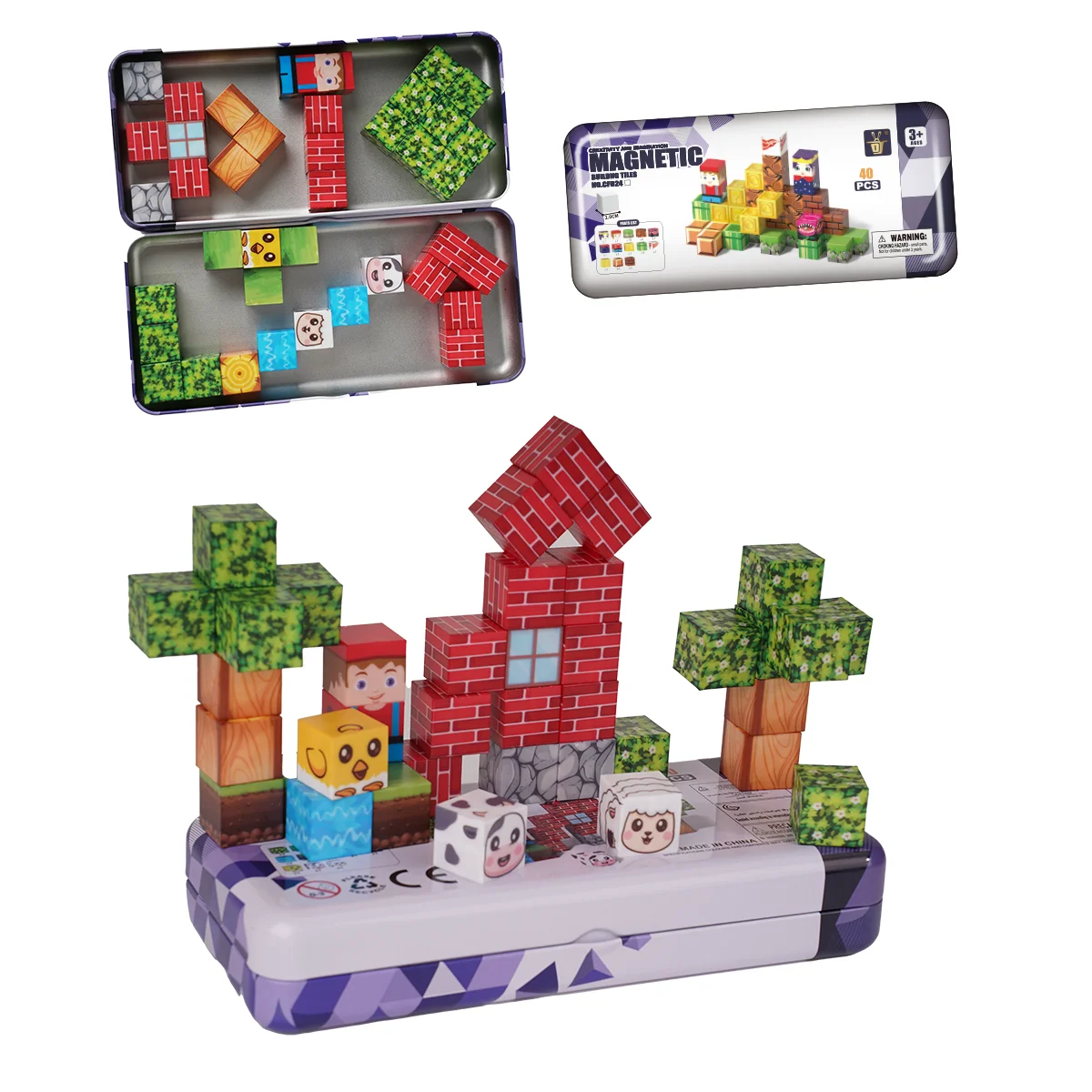 Waldwelt-Magnetbausteine-Set, DIY-Würfel-Modellbausatz für Jungen und Mädchen ab 3 Jahren, pädagogisches ST-Kreativspiel für Kinder