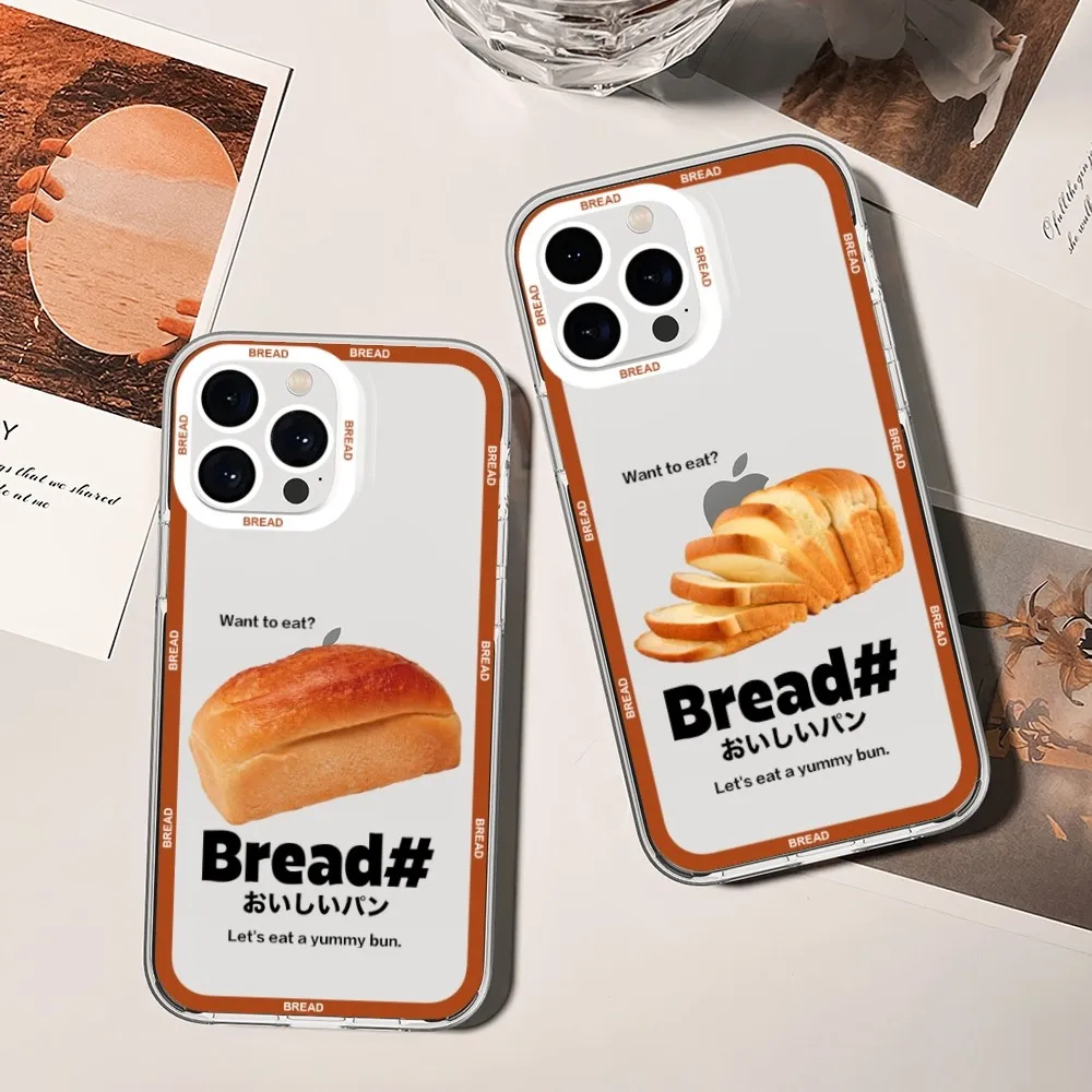 Funny Breakfast Toast Butter Bread Phone Case For iPhone 11 12 Mini 13 14 15 Pro Max Transparent Shell