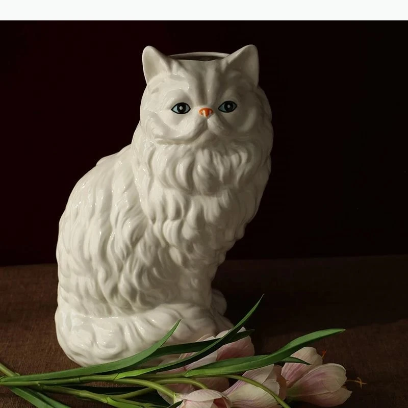 Cute White Ceramic Vase Desk Decoration Flowers Arrangement Artificial Flower Decorative Floral Vases Room Aesthetic Decor