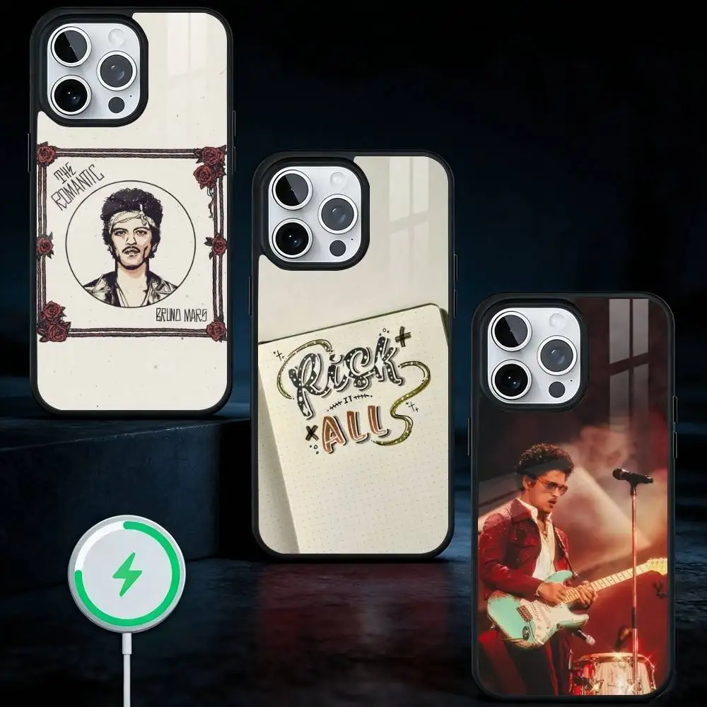 

B-Bruno Mars R-Risk lt All Phone Case For iPhone17,16,15,14,13 Plus,Pro Max Magnetic For Magsafe Wireless Charging