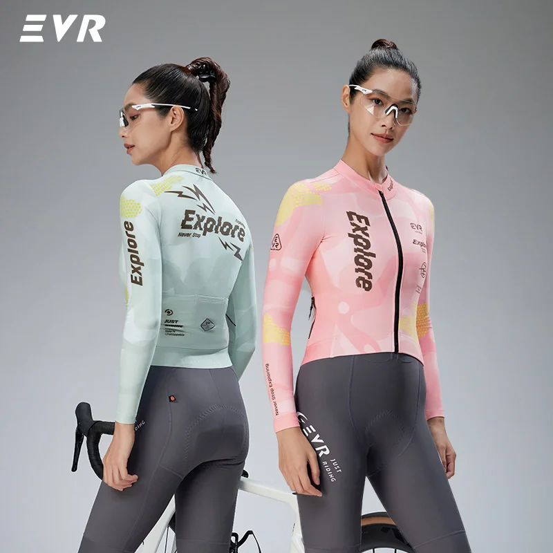 EVR Pro Women's Winter Fleece Cycling Jersey Thermal Long Sleeve Bike Top Warm Slim Fit Road MTB Cycling Jersey
