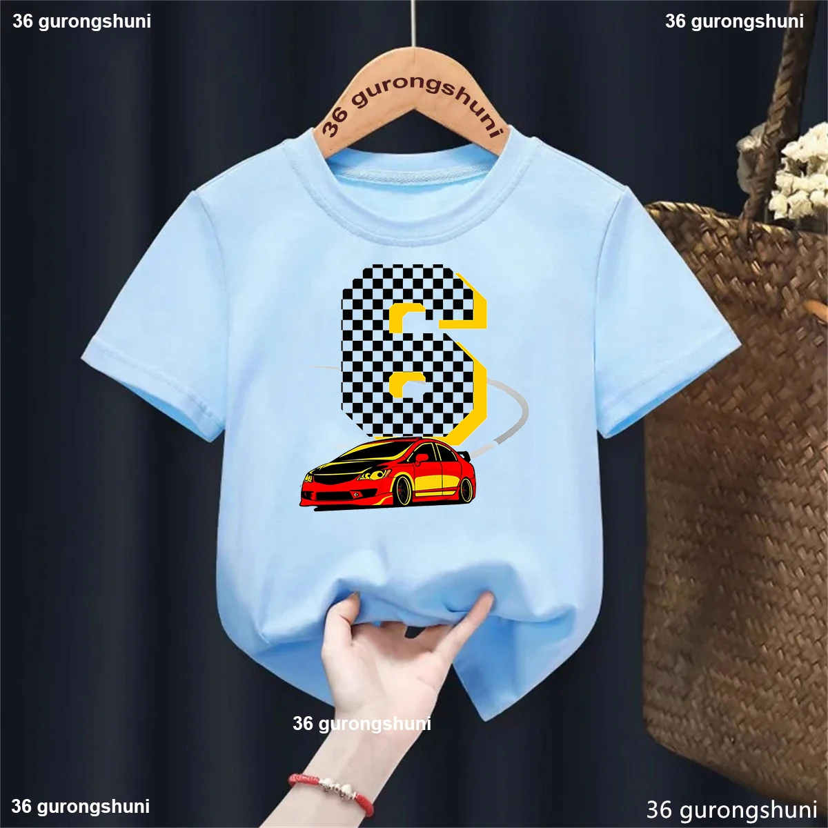 

Kawaii I Am 6 Years Old Racing Car Print T Shirt Boys Harajuku Kids Clothes Birthday Gift Tshirt Summer Short Sleeve T-Shirt