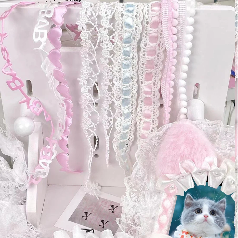 10 pçs tiras de renda diy casa decoração de renda material artesanal capa de cartão dceor bonito doce xadrez tiras de renda diy acessórios de