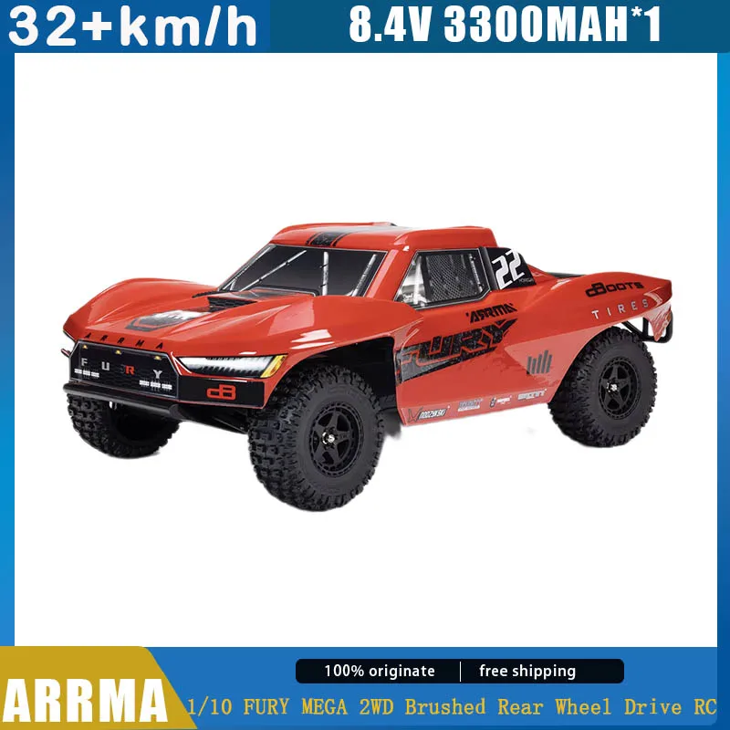 Arrma Controle Remoto Caminhão Curto, Brinquedos para Adultos e Crianças, Veículo Off-Road, Escovado Tração Traseira, RC, 1,10, FURY MEGA 2WD