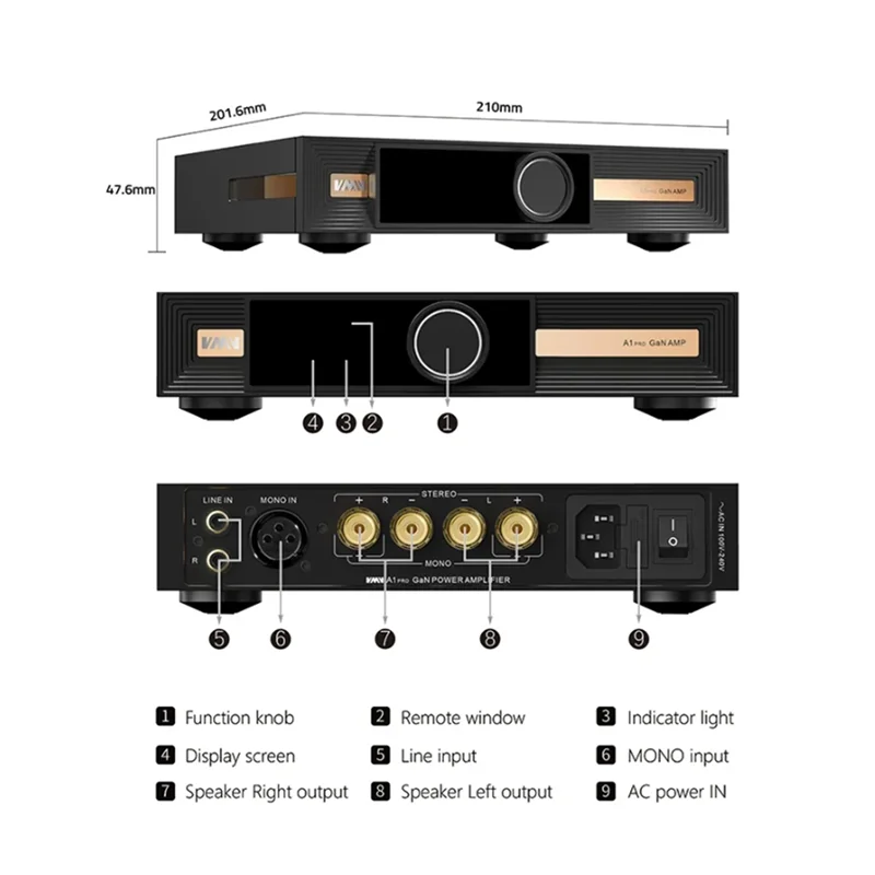 SMSL VMV A1PRO แกลเลียมไนไตรด์ Power Amplifer ล่าสุด GaN FET สูงสุด 1MHz ความถี่การสลับ PGA2311 ปริมาณขั้นสูง