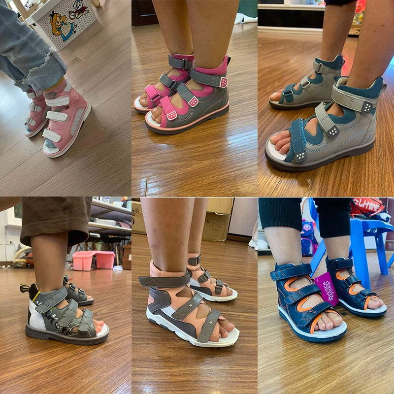 Sandália Ortopédica para Meninas Crianças Fivela de Flor High-Top Brace-Like Tornozelo Suporte Corretivo AFO Sapato para Crianças Estilo Princesa