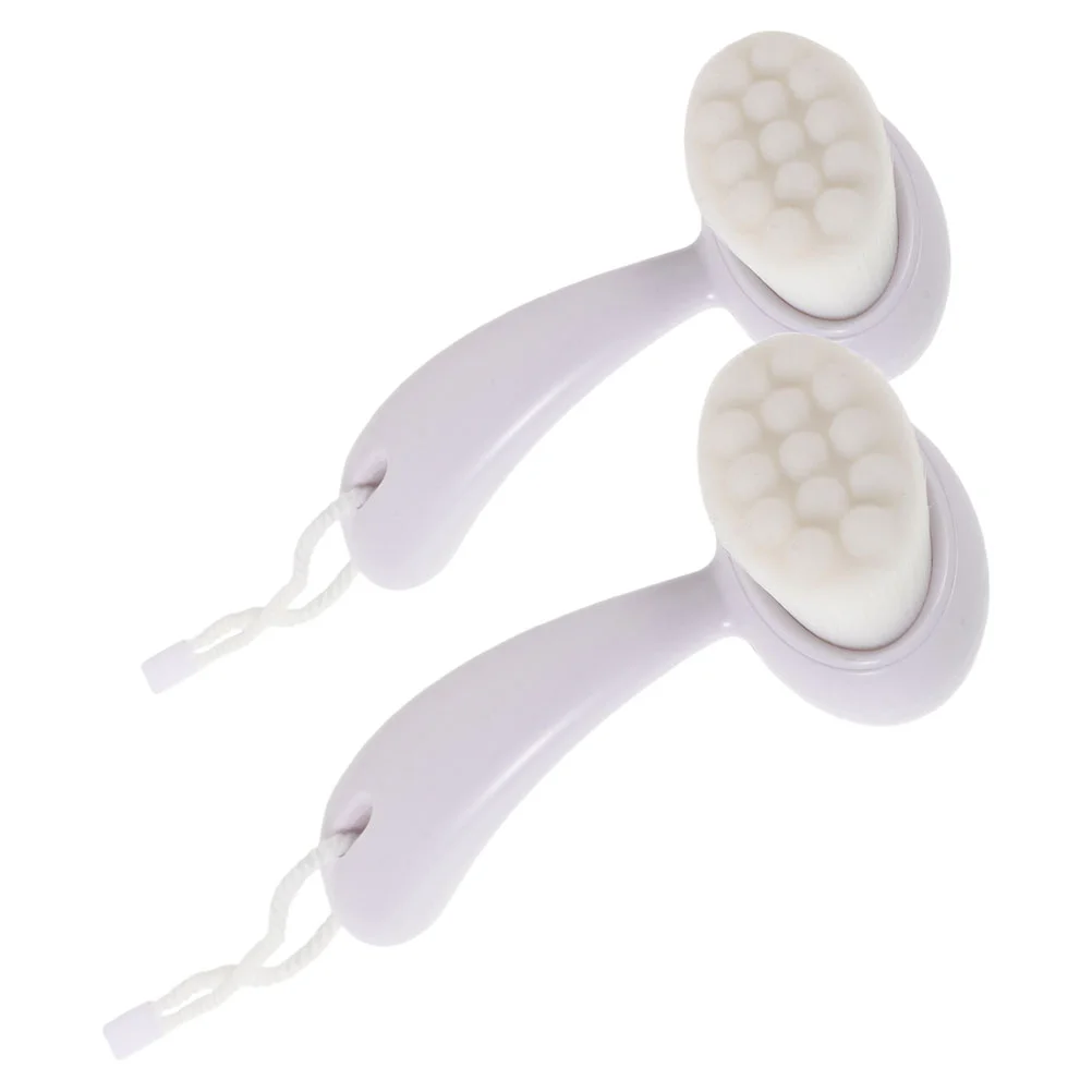 2 Pcs Cleansing Brush Exfoliating Face Exfoliator Tool Manual Facial Brushes Dry Scrubber Long Handle