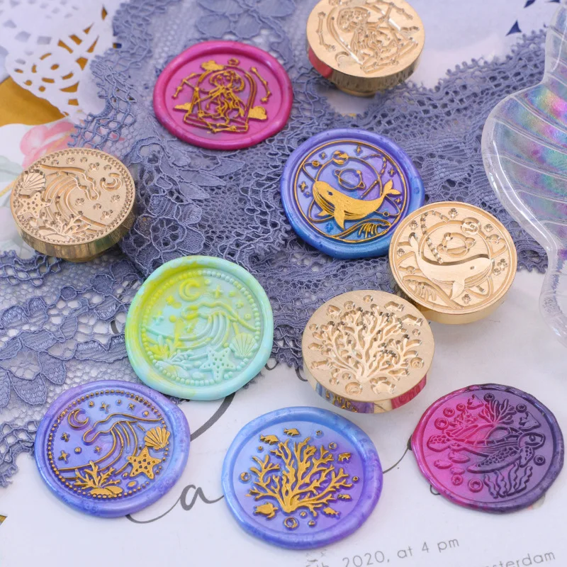 Brass Wax Seal Stamp Fire Lacquer Greetings Gaisy Graduation Ocean Mermaid Seals Wedding  Invitation Sealing Diy Wax Stamp tool