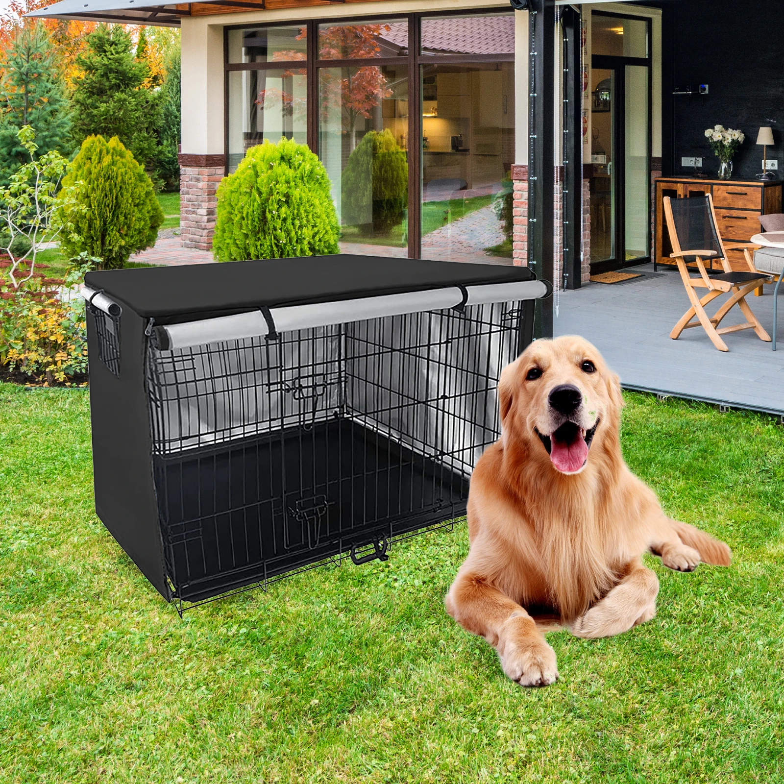 

Pet Crate Cover 210D Oxford Cloth Windproof Privacy Protector for Dog Kennel Cage Indoor Outdoor Toy Durability Comfort
