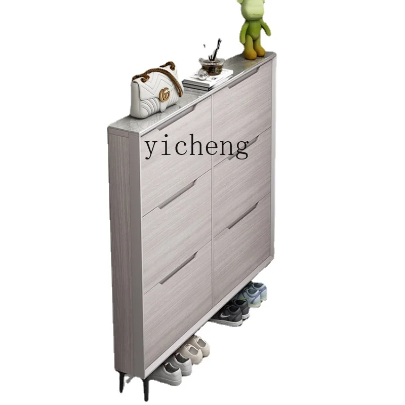 

ZK Ultra-Thin Shoe Cabinet Tilting Type Home Doorway Narrow Small Apartment Solid Wood Entrance Cabinet