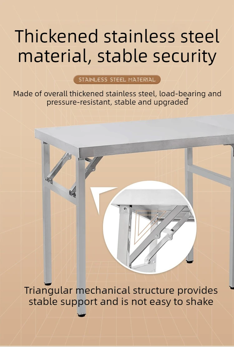 Stainless Steel Multifunctional Foldable Table Portable Outdoor Camping Desk Commercial Buffet Serving Counter Home Dining Table