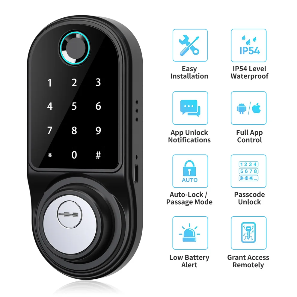 Smart Door Lock Digital Handle Hotel Lock IP54 Level Waterproof Door Lock