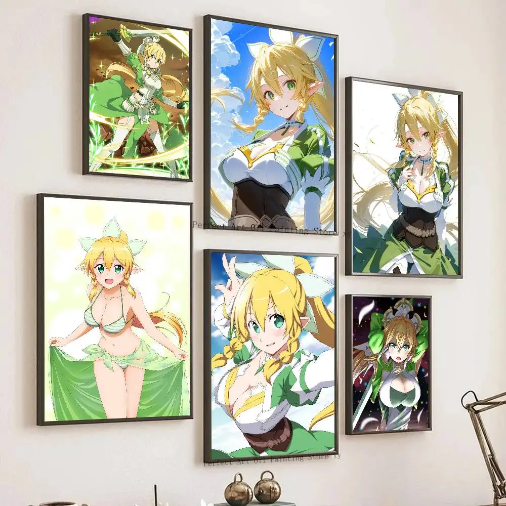 Pósteres de Anime Leaf S-Word A-Art O-Online, Lienzo de Calidad para Sala de Estar, Bar, Cafetería, Estilo Vintage, Pintura de Cómics, Decoración de Pared para el Hogar