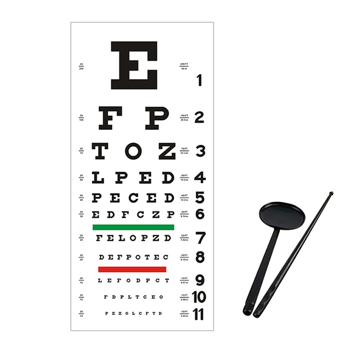 Wall Mount Eye Chart with Pointer and Occluder for Vision Testing and Optometry Exam Eye Chart Set