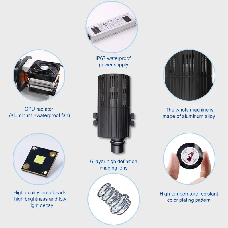 300W Outdoor Waterproof Dynamic Gobo Projector Advertising Gobo Projector Custom Logo on Floor Projector Light Decoration