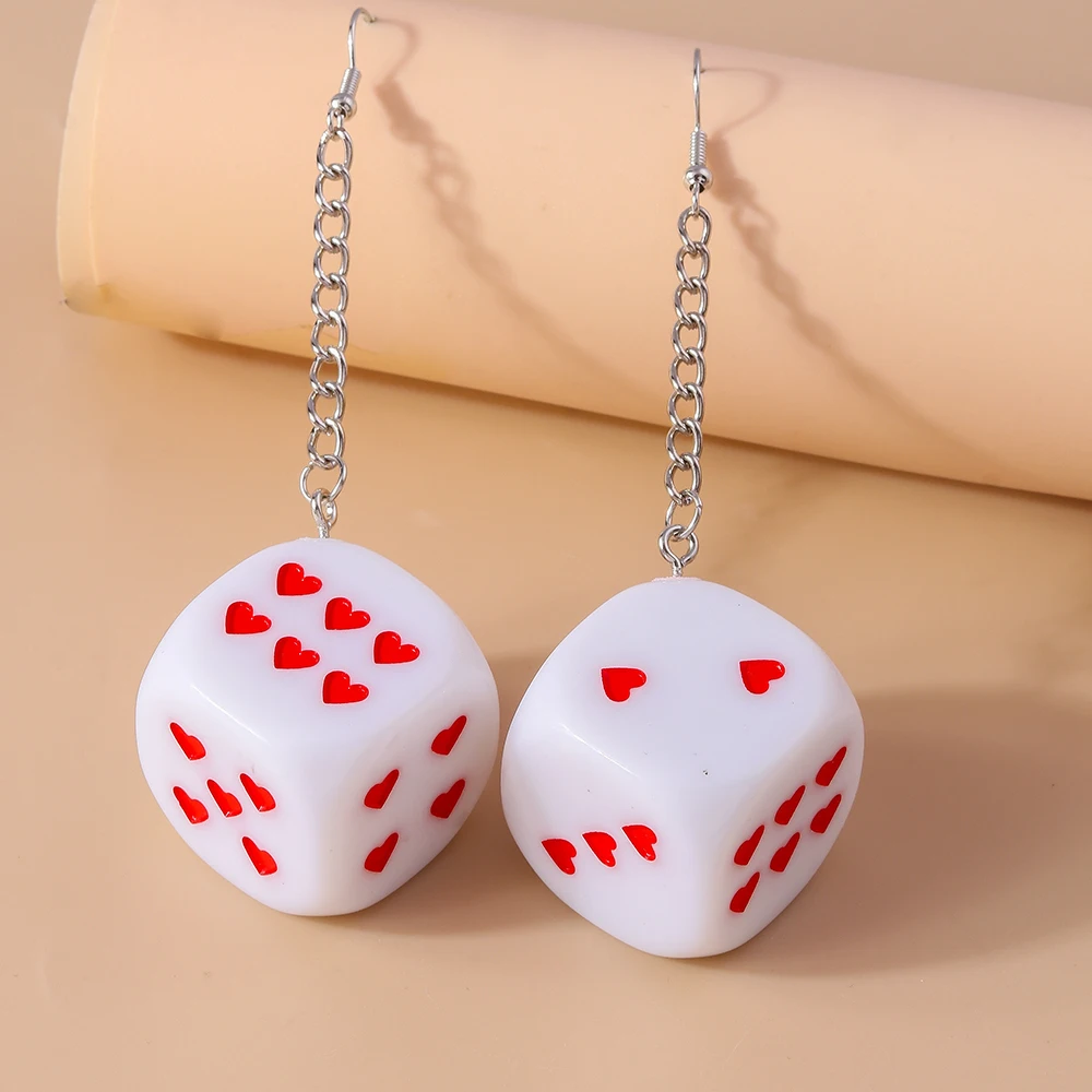 

Cute Geometric Dice Drop Earrings for Women Girls Dangle Earrings Party Holiday Jewelry Gifts