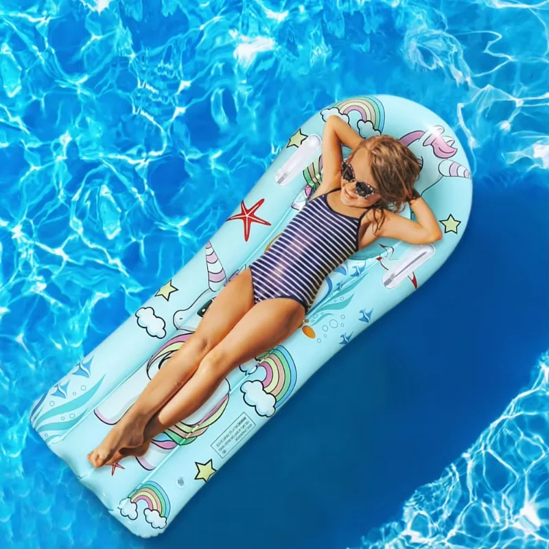 Juguetes acuáticos para niños, esteras flotantes reclinables, portátil, piscina de verano, playa, colchón de aire inflable, accesorios de natación duraderos de PVC
