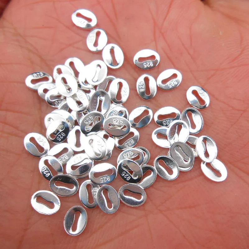 Fashion Jewelry Accessory 100Pcs A Lot 925 Silver Plated  Mark 925 Hang Piece 4*5MM