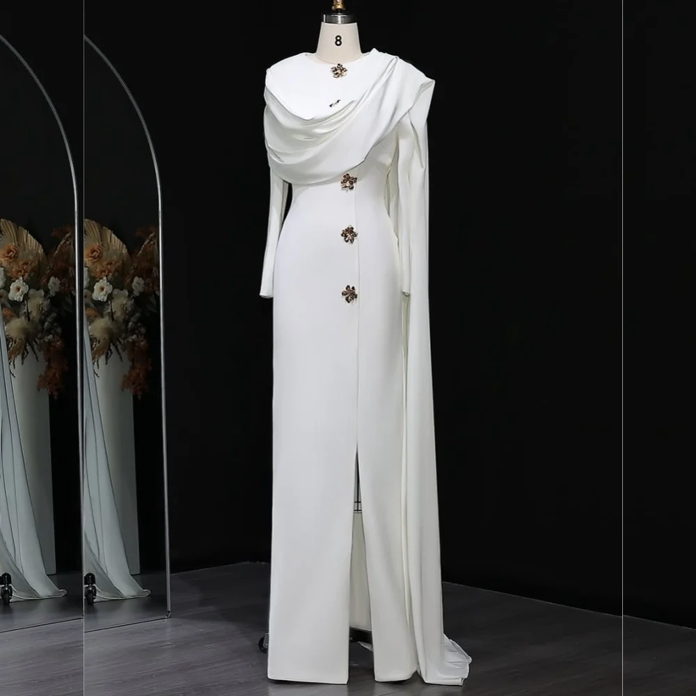 

Customized High Quality Jersey Sequined Pleat A-line Scoop Neck Long Dresses Bespoke Occasion Matching