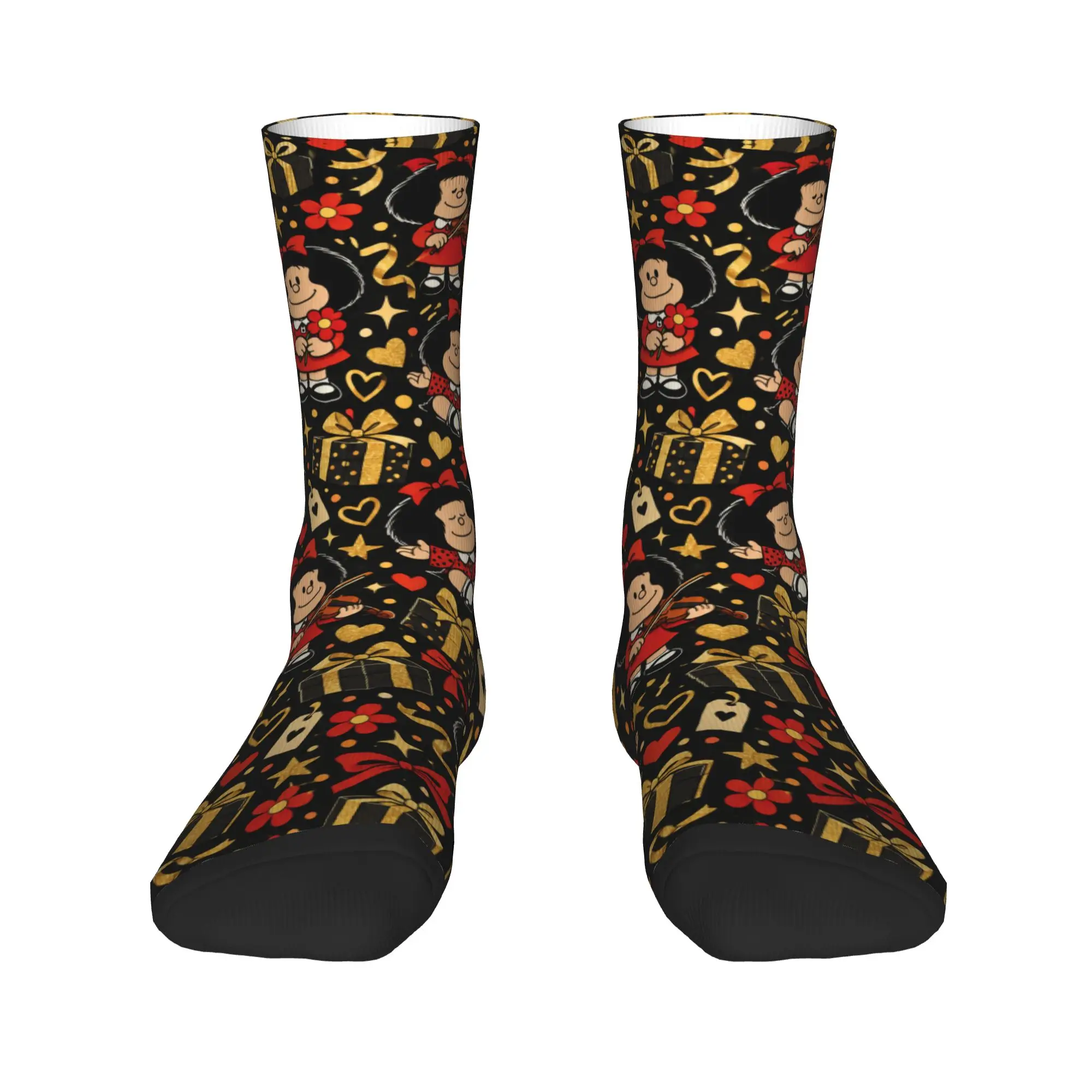 Halloween Mafalda Dark Gold Seamless Stockings Couple Socks Quality Novelty Socks Spring Outdoor Sports Non Slip Socks Gift Idea