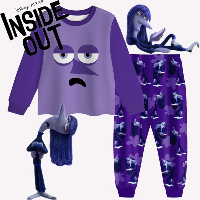 

Disney Inside Out 2 Cartoon Pajama Long Sleeve Pant Suit Anime Figure Ennui Casual Outfit Sleepwear for Children Birthday Gifts