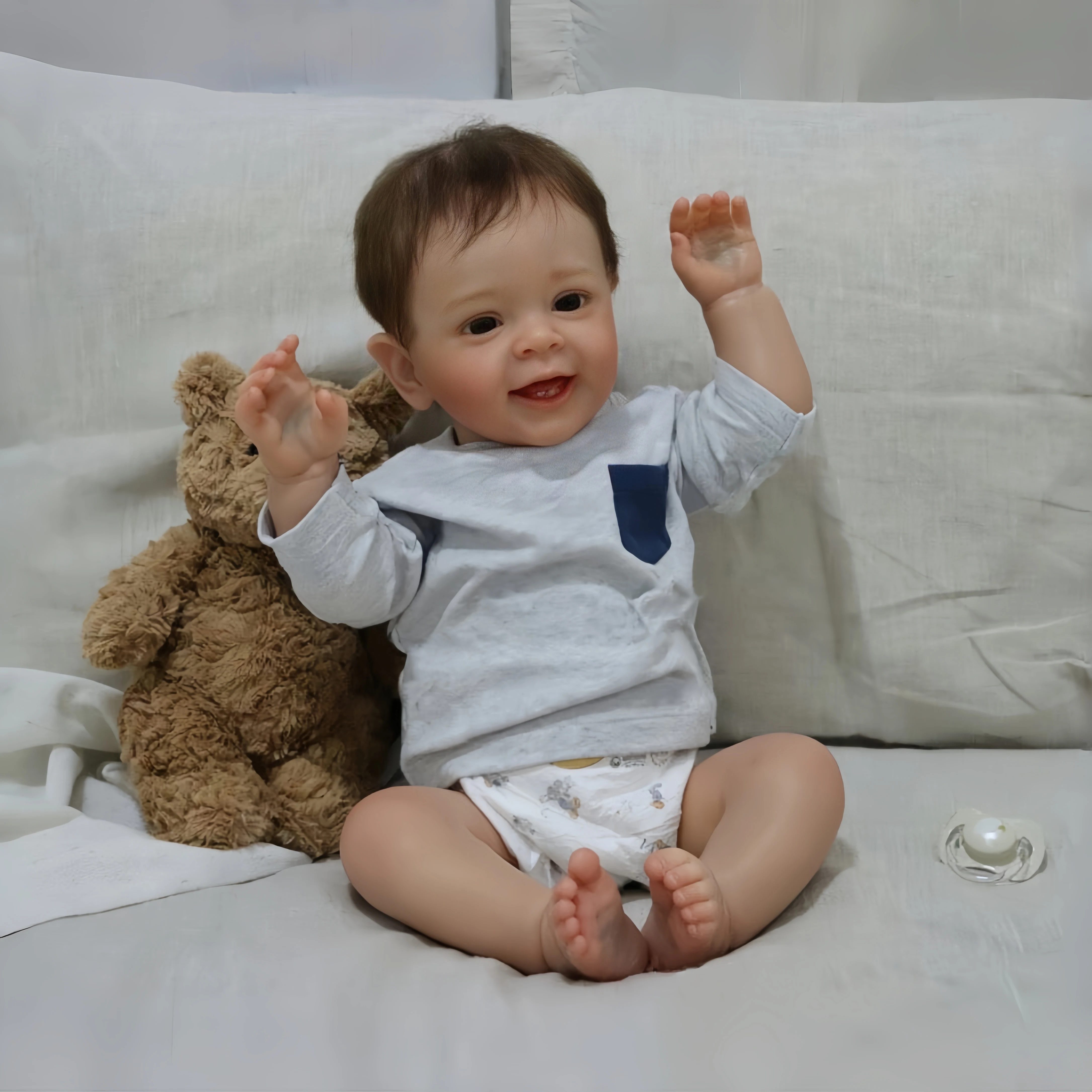 

Cokela 60cm / 24inch Realistic Baby Doll Cute Vinyl Doll Real Soft Touch Kid Toy Doll Hand-Rooted Hair Silicone Reborn Baby