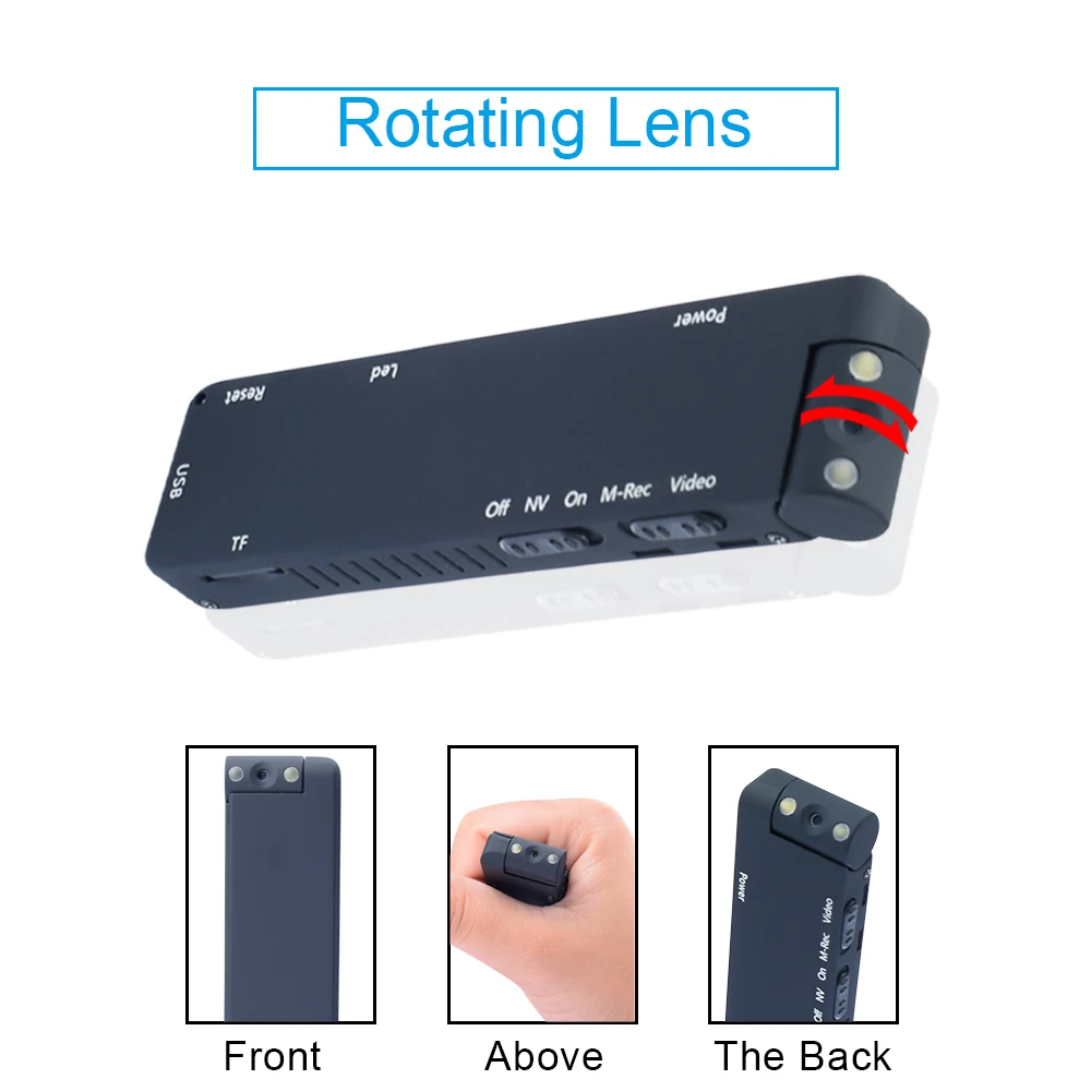 Motion Detection 1080P Rotable Lens HD Light Body Action Camera Video Loop Recording Camcorder