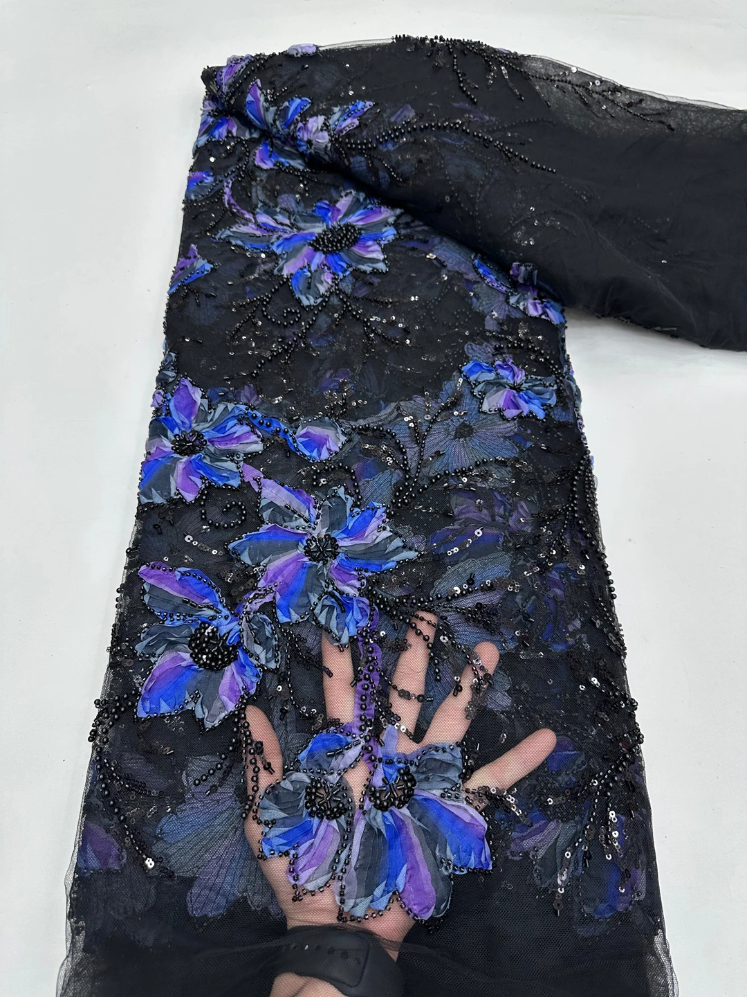 

African Lace Fabric 2026 High Quality 5Yards French Tulle Laces Fabric Beaded Nigerian Lace Fabric for Wedding Sewing