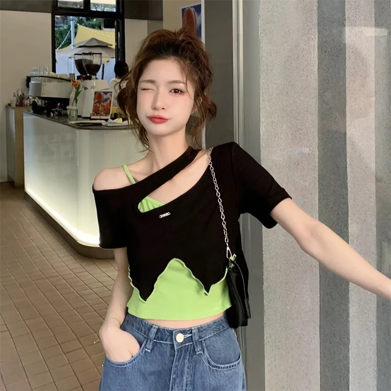 تي شيرت نسائي بأكمام طويلة Harajuku قوطي كبير الحجم من القطن الدانتيل Y2K جمالي ريترو سليم صالح مريح كاجوال أنيق أنيق
