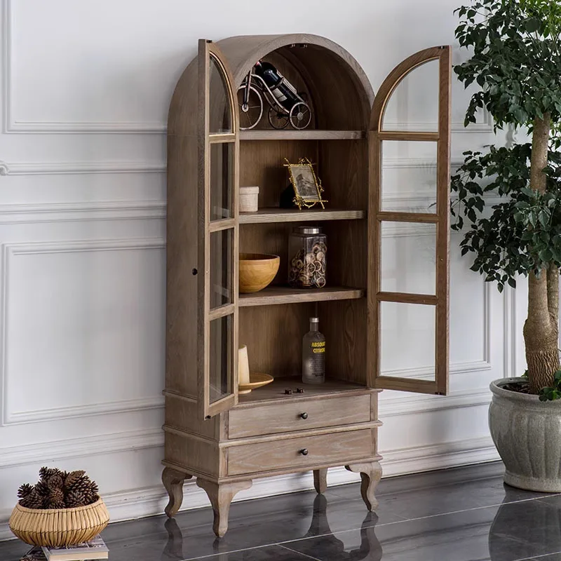 Solid wood dome cabinet Bookcase TV side locker Living room dining side cabinet Wine cabinet
